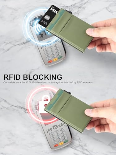 Image of TOYFID Slim Wallet for Men - Pop Up Card Holder Wallet,Minimalist Business Wallet,Credit Card Wallet with Money Pocket,Metal Card Case Wallet,RFID Blocking,Can Hold 6 Credit Cards
