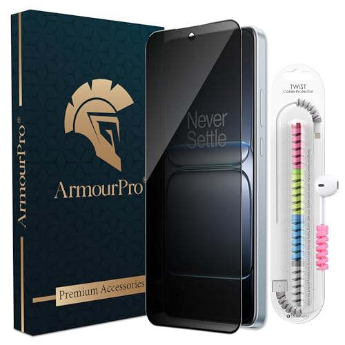 Image of ArmourPro Military Grade Privacy Tempered Glass Compatible for OnePlus Nord 5 (6.83 Inch) Edge-to-Edge Protection Coverage with Easy Installation kit & Cable Protector | Anti-Spy Guard