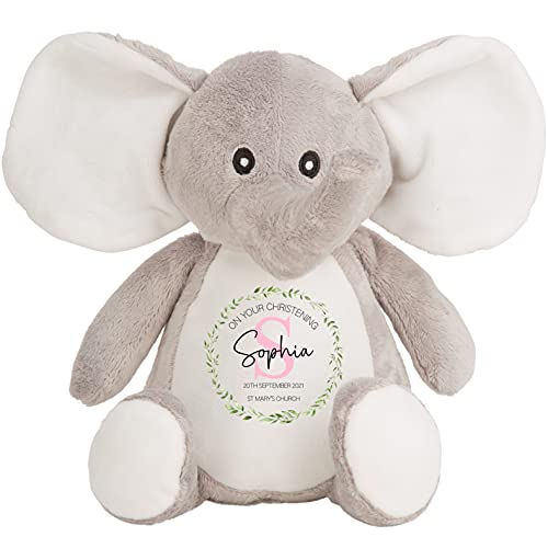 Personalised Christening Gift, Custom Baptism Gift, Elephant Teddy Bear