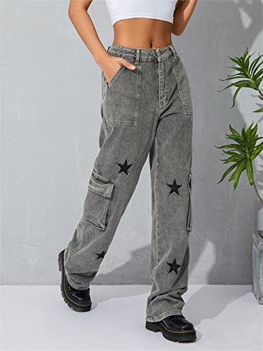 Women Baggy Denim Pants Y2k Straight Leg Oversized Low Rise Cargo Jeans Vintage Casual Aesthetic Harajuku Streetwear4