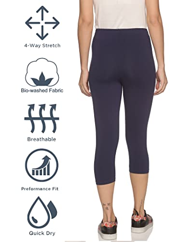 Image of OUTFLITS Women's Knee-Length Cotton Spandex Essential Capri Stretchy Leggings |Small - 2XL Adult |Yoga Leggings, Workout, Gym, Running 3 /4th Leggings for Women(OFLLC)