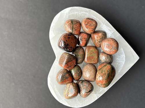 Image of Tumbled Stones, Natural Crystal Healing Stones, Home Office Decor, Aquarium Decorative Pebbles, Vase Fillers (Unakite, 100)