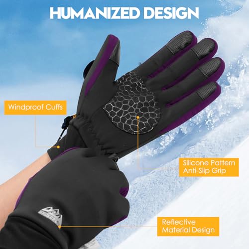 Image of Bruvoalon Winter Gloves for Women & Men, 3M Thermal Insulation, Lycra Fabric, Touchscreen, Anti-Slip