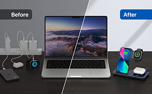 Wireless Charger, 3 In 1 Wireless Charging Station, Fast Wireless Charger Stand For Iphone 14/13/12/11/Pro/Max/Xs/Xr/X/8/Plus, For Apple Watch 7/6/5/4/3/2/Se, For Airpods 3/2/Pro(Black) #TOP6