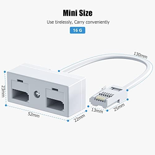 BT Male to Female Phone Adapter, Ancable Phone Splitter Landline Telephone Splitter BT Double 2 Way Sockets Adapter For Telephone FAX Modem Cable Adapter Splitter Converter