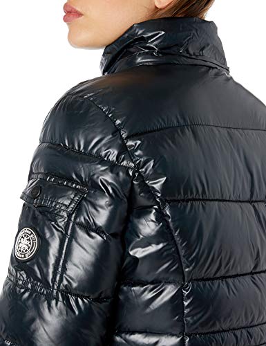 Madden Girl Women's Nylon Puffer Jacket, Classic Black/Natural, L #TOP1