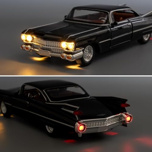 Image of FEXXA 1:32 Scale Die Cast Eldorado Cadillac Exclusive Alloy Metal Pull Back Die-cast Car Model with Sound Light Mini Auto Toy for Kids Metal Model Toy Car with Sound and Light? (1.32 Eldorado-Black)