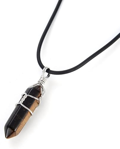 Adabele 1 collar con colgante de bala de piedras preciosas naturales de 18 pulgadas, piedra de cristal curativo, cuarzo, reiki, chakras, roca