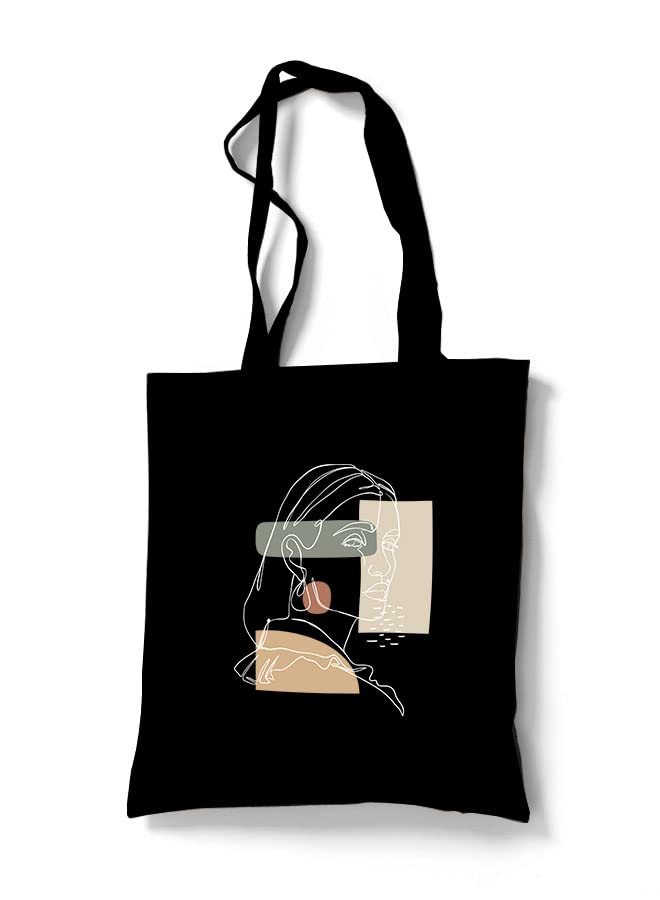 FORZA RAGAZZIReusable Eco-Friendly Black Cotton Canvas Tote Bag/Shopping/Shoulder Bag Women White