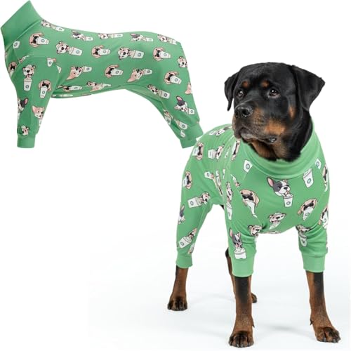 Image of Spark Paws Dog Pajama, Dog Recovery Suit Male, Onesie, Ultra-Soft and 4-Way Stretch, for Small Medium and Large Breeds - Pup Cup - 5XL
