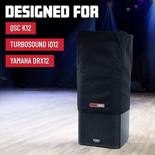 Gator Cases Nylon-Lautsprecherabdeckung für kompakte 12 Lautsprecherboxen; passend für QSC K12, Yamaha DXR12 und mehr (GPA-CVR12), schwarz