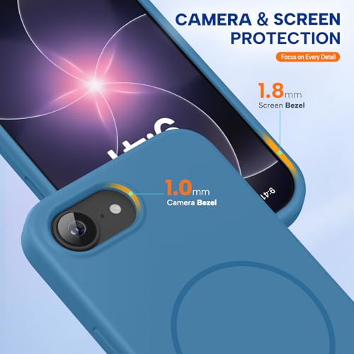 Image of Miracase Magnetic for iPhone 17e Case & iPhone 16e Case, [Soft Anti-Scratch Microfiber Lining], Compatible with MagSafe, Silicone Shockproof Protection Phone Case for iPhone 17e /16e, Capri Blue