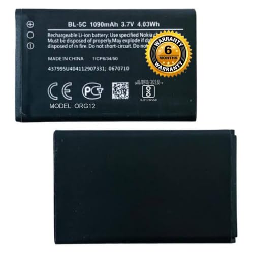 Image of THE BATTERY STORE Original BL-5C Battery for Nokia 1100 3100 2310 6030 6230 3120 E50 E60 N71 N70 Battery with 6 Months Warranty**** (H58)