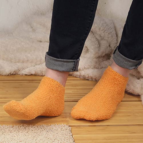 BambooMN Women's Girl Fuzzy Warm Fluffy Tie-Dye Colorful Fun Ankle Socks - 2 Pairs3