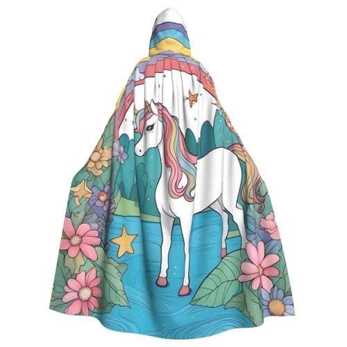 WHJSSF Unicorns By The River - Capa con capucha para adultos para juegos de rol, disfraces de escenario, fiestas, fácil cuidado