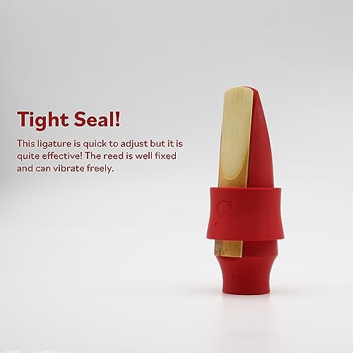 Image of Syos Tenor Saxophone Ligature Carmine Red, Great Fit for Syos Mouthpieces and Compatible with Tenor Sax Rubber Mouthpieces