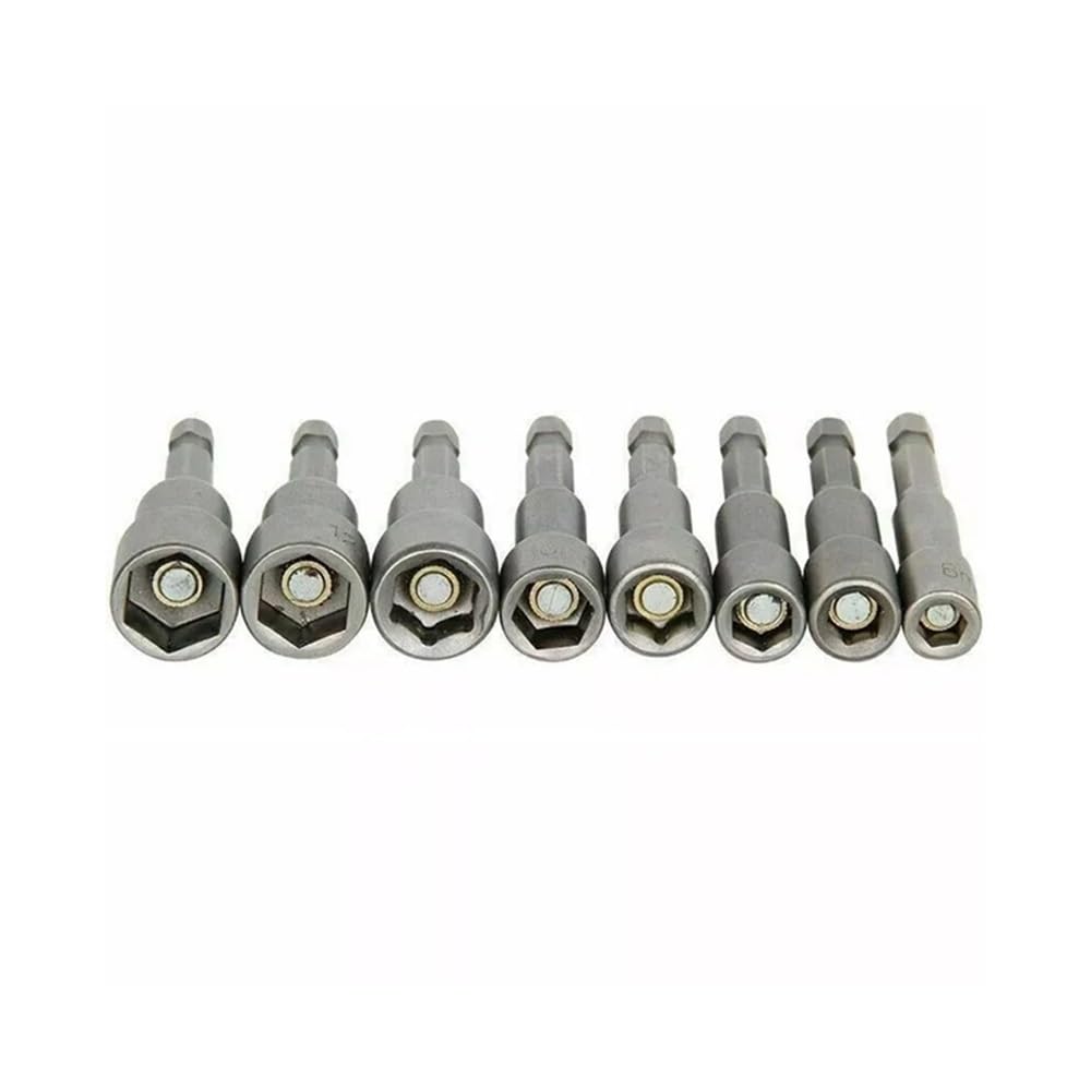3Pcs Magnetic Nut Driver Socket Bit 6-23mm Chrome Vanadium Steel 1/4 Hex Shank Impact Ready Hex Socket Wrench(9x65mm,3Pcs)