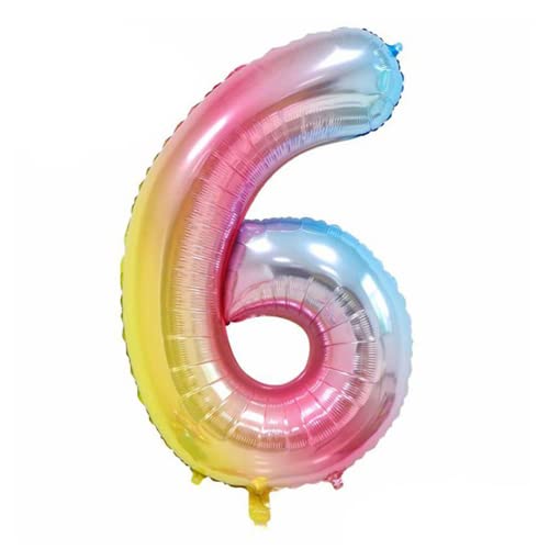 Pastel Rainbow Number 6 - Large Helium Foil Balloon - Birthday Party Wedding Anniversary Decoration - 101cm — image 1
