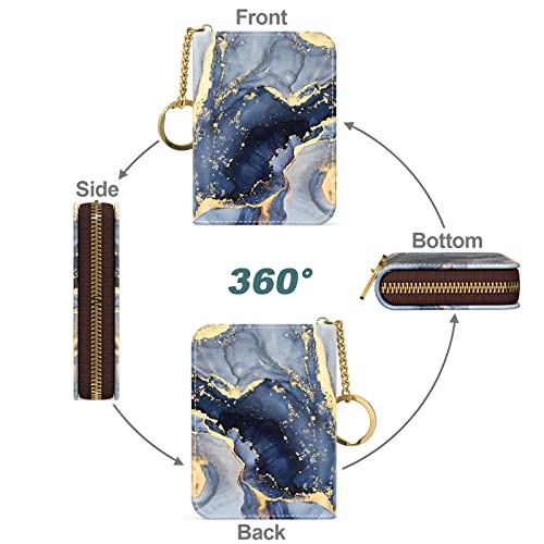 Image of Nipichsha Credit Card Holder, Small RFID Card Wallet for Women, Slim Leather Card Holder Wallet, Dark Grey Marble, 4.33 x 3.15 x 0.98 inches, Fashions