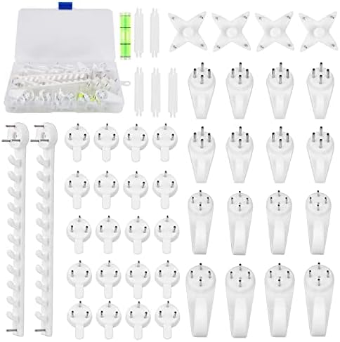 48Pcs Non-Trace Picture Hook for Hard Wall, Heavy Duty Picture Hanging Kit for Pictures, Canvas, Painting, Mirror, Art Crafts, Clock Picture Hanger Set White