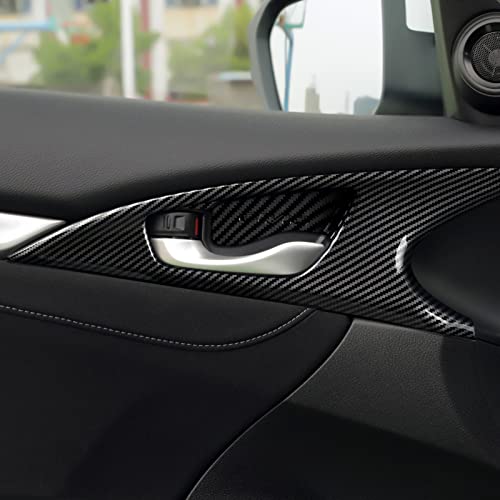 Image of Car Inner Door Bowl Decals for Honda Civic 2016-2021 10th Gen Accessories ABS Carbon Fiber Stickers, NOT for Hatchback
