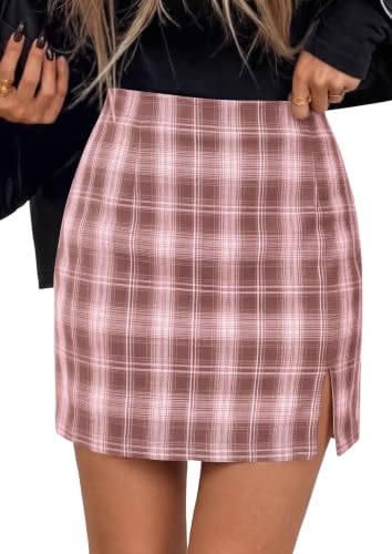 PRETTYGARDEN Women's Plaid Mini Pencil Skirt...