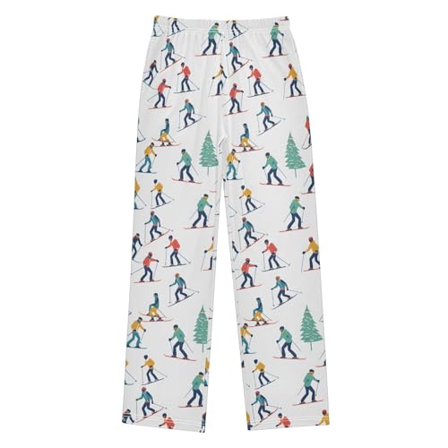 Christmas Pajama Pants Winter Sports Skiers Long Sleep Pants Lounge Bottoms