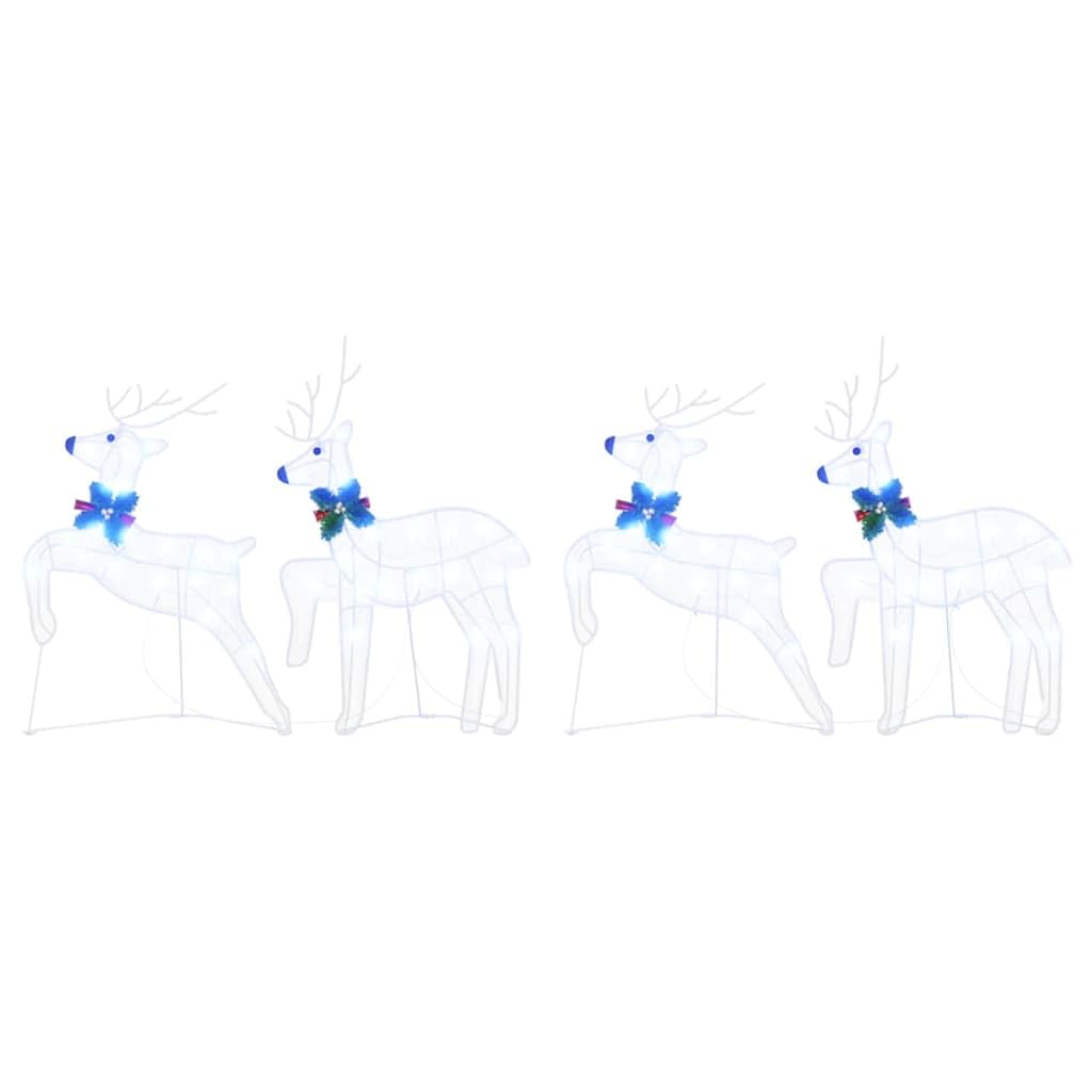 LED Rentiere 4 Stück Weiß Stoff, Art Deko Weihnachtsdeko mit USB Betrieb, 45 x 19 x 65 cm, dekorative Lichterketten für Wohnzimmer, Familie, Winter und geschützten Außenbereich