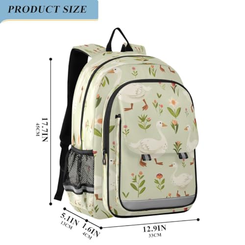 ALAZA Floral Duck Goose Backpack College Middle High School Bag Laptop Bag Casual Dayback Travel Business 17 inch2