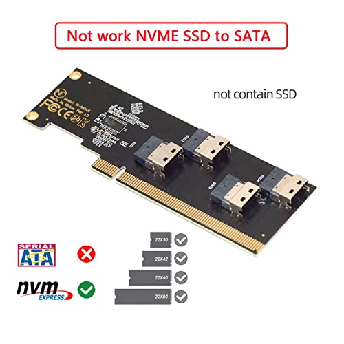 Image of Xiwai Slimline SFF-8654 Four 4X 4 NVME to PCIE Express 3.0 4.0 Raid Card VROC Raid0 Hyper Adapter
