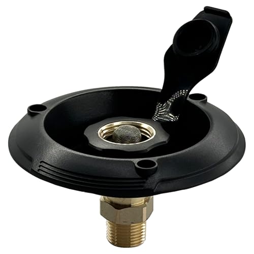 Image of RV City Water Inlet with Check Valve 3 /4'' NH Female to 1 /2'' NPT Male Thread RV Water Connection Fittings Replacement for Dust Plug RV Camper (Black)