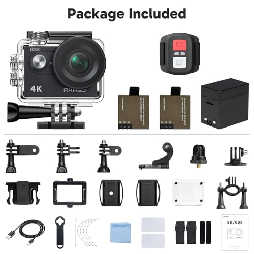 Image of AKASO EK7000 4K30fps Action Camera - 40 m Waterproof Camera with EIS 4X Zoom Remote Control Ultra HD 20MP Underwater Camera with Accessory Kit
