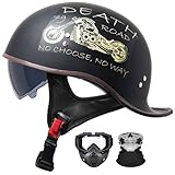 DISEÑO RETRO VINTAGE: Este casco de scooter vintage se inspira en el estilo motero clásico de los años 70, con un acabado atemporal de imitación de cuero. Una opción ideal para los amantes de las Cafe Racer, las choppers y los aficionados a las motos clásicas que buscan estilo y autenticidad.