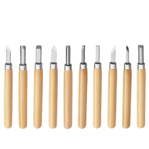 Outil de Gravure en Bois Kit, 10 Outils de Gravure Professionnels, Couteaux et Ciseaux à Bois pour Artisans, Idéal pour la Sculpture et le Bricolage