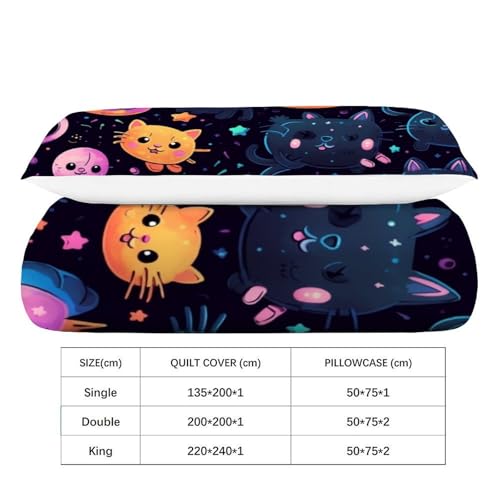 Housse de couette chat imprimé animaux mignons pour chambre cocooning - 4