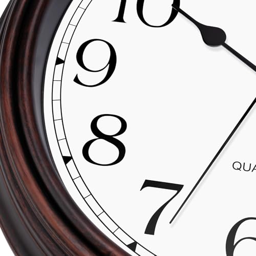 Image of Foxtop 12 Inch Wall Clocks Battery Operated Silent Non-Ticking Classic Vintage Retro Wall Clock Decorative for Office Living Room Kitchen Home (Bronze)
