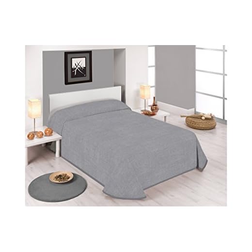 SABANALIA - Colcha Estampada Stone (Disponible en Varios tamaños y Colores) - Cama 90-180 x 280, Gris