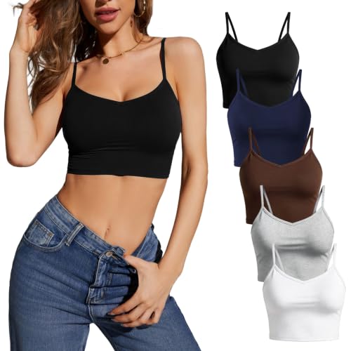 Image of Multi Pack Women's Cropped Tank Tops, Spaghetti Strap Camisoles