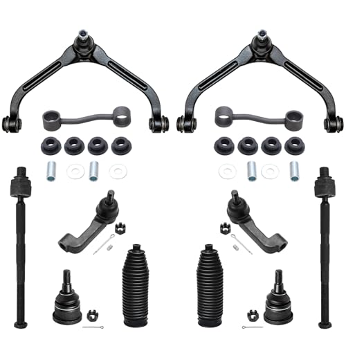Image of Detroit Axle - 12pc Front End Kit for 2006 2007 Jeep Liberty, 2 Upper Control Arms with Ball Joints Assembly 2 Sway Bars 2 Lower Ball Joints 4 Inner Outer Tie Rods 2 Boots Replacement
