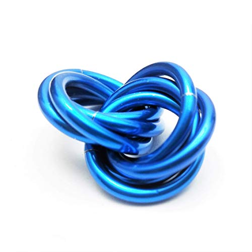 Half Möbii Cobalt: Small Mobius Hand Fidget Toy, Shiny Stress Rings for Restless Hands, Office Toy