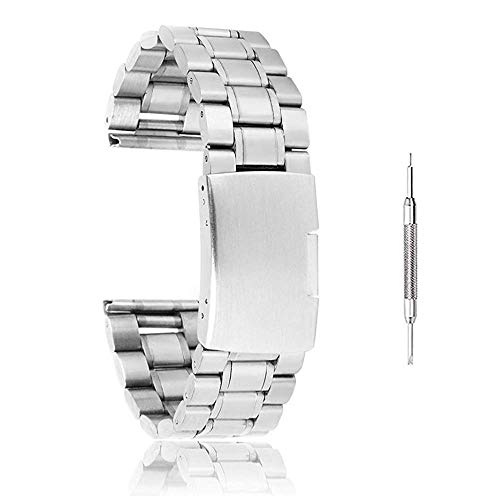 For 時計バンド 交換ベルトステンレス製 腕時計ストラップ 22mm シルバー 三連 メタル バンド 18mm mm 24mm 26mm バネ棒はずし 18mm No Branded Watch の最安値と通販店 購入可 サープラ