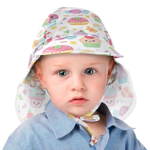 Cartoon Cute Color Ice Cream Dessert Toddler Boy Girl Beach Hat Baby Boys Beach Girls UPF 50+ Protection Neck Flap Traveling Camping2