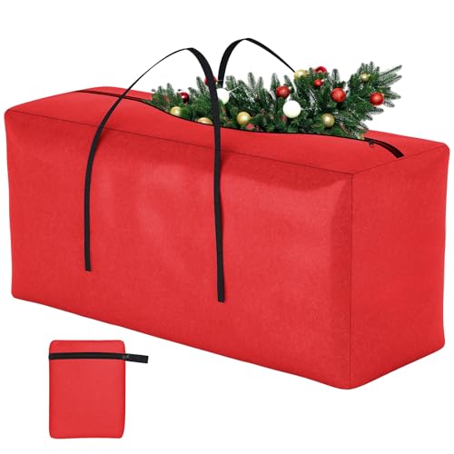 Image of CHRORINE Christmas Tree Storage Bag Moving Bags Heavy Duty Extra Large Fits Up to 7.5 Ft Tall Artificial Christmas Tree (Red)