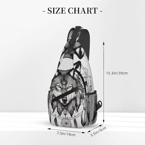 Bolso cruzado Wolves And Dream Catchers02 unisex casual miniatura 3