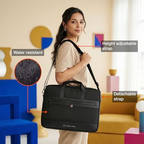 Image of Nasher Miles Briefcase & Messenger Bag | Lightweight PU & Polyester with Adjustable Strap, Fits Laptop | Ideal for Office & Travel | for Men & Women