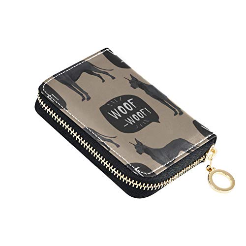 Preisvergleich Produktbild CoinAndCardHolder Smart Fierce Tier Haustier Deutsche Dogge PurseCards Pu Leder Reißverschluss Kompakte Größe PurseCard Für Frauen Damen Mädchen Minimalist Akkordeon Geldbörse