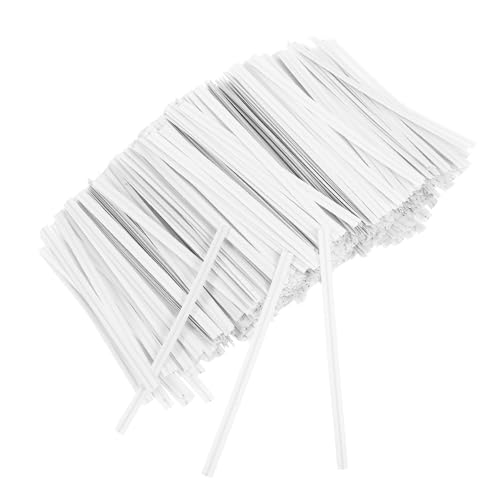 Gatuida 1000 Liens Torsadés En Papier Kraft Blanc 8 Cm Pour Paquet, Emballage Bonbons, Pain, Accessoires Fête, Cravates à Pain Solide Et Polyvalentes