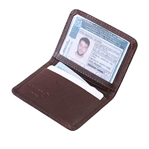 Carteira Mini Couro Legítimo Porta Cartão Cnh Masculina 154 (Pinhão)