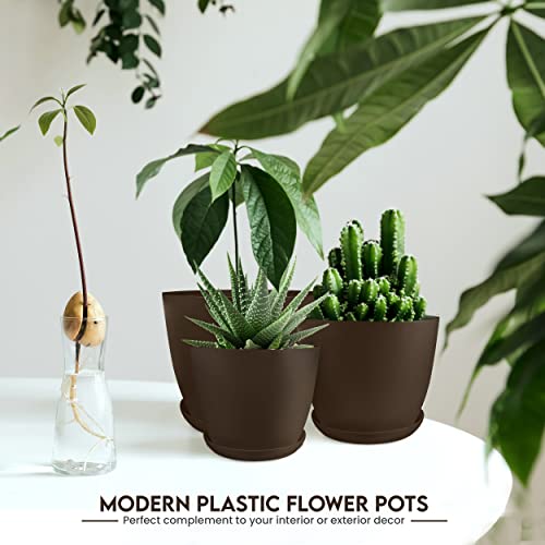 image for Utopia Home - Plant Pots Indoor with Drainage - 7/6.6/6/5.3/4.8 Inches