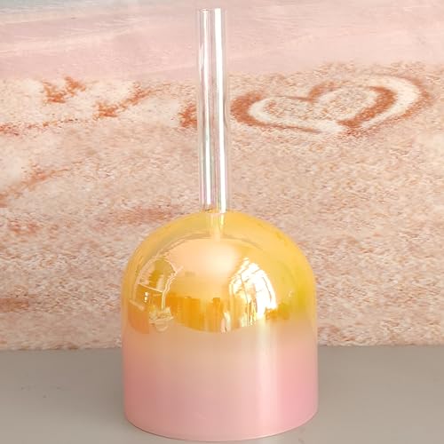 ENERGYSOUND Yellow Pink Alchemy Solid Handle Clear G# Zeal Chakra Quartz Crystal Singing Bowl 6 inch